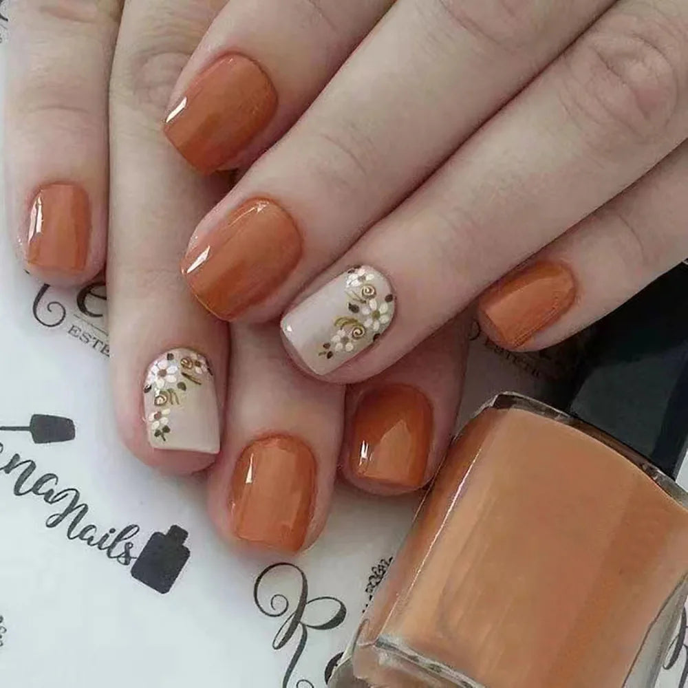 24pcs Short Square Press On Fake Nails