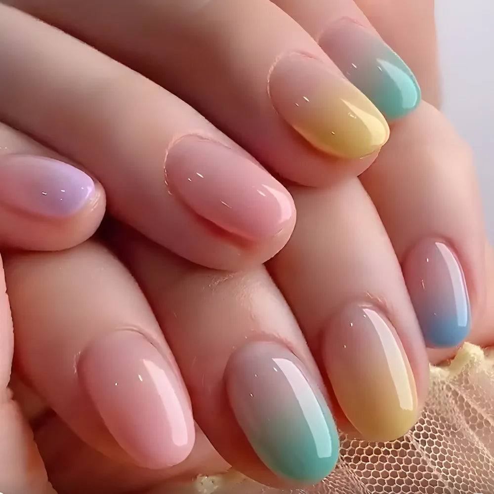 24pcs Short Square Press On Fake Nails