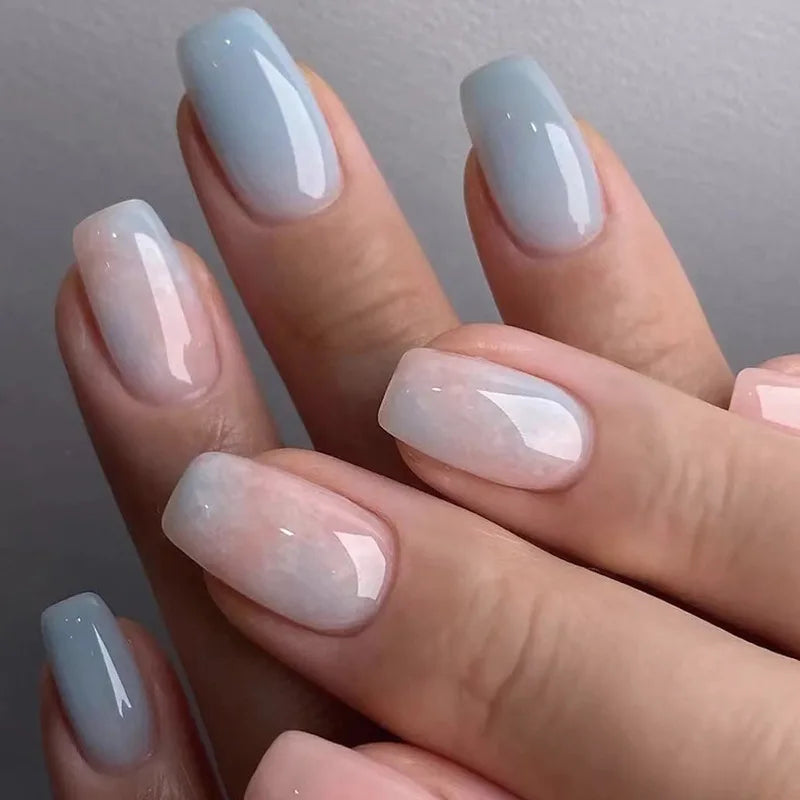 24pcs Short Square Press On Fake Nails