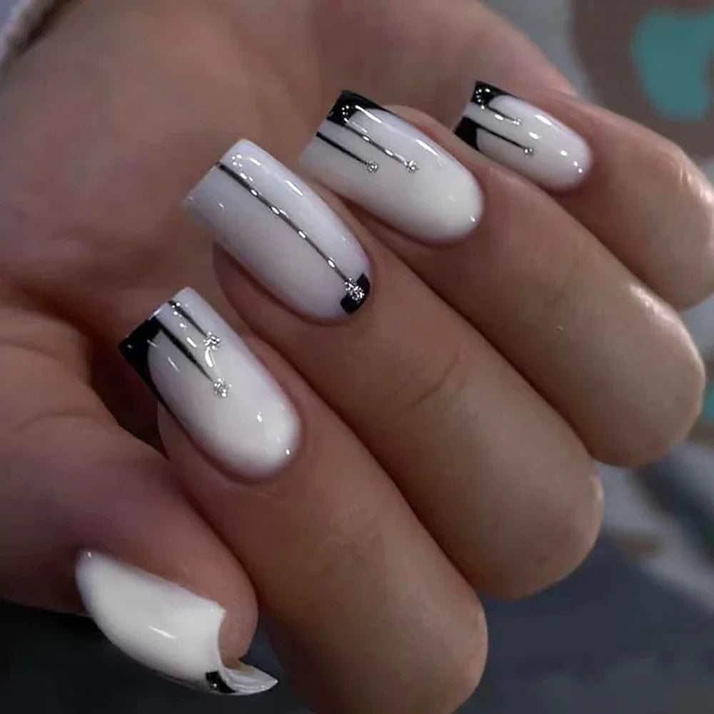 24pcs Short Square Press On Fake Nails
