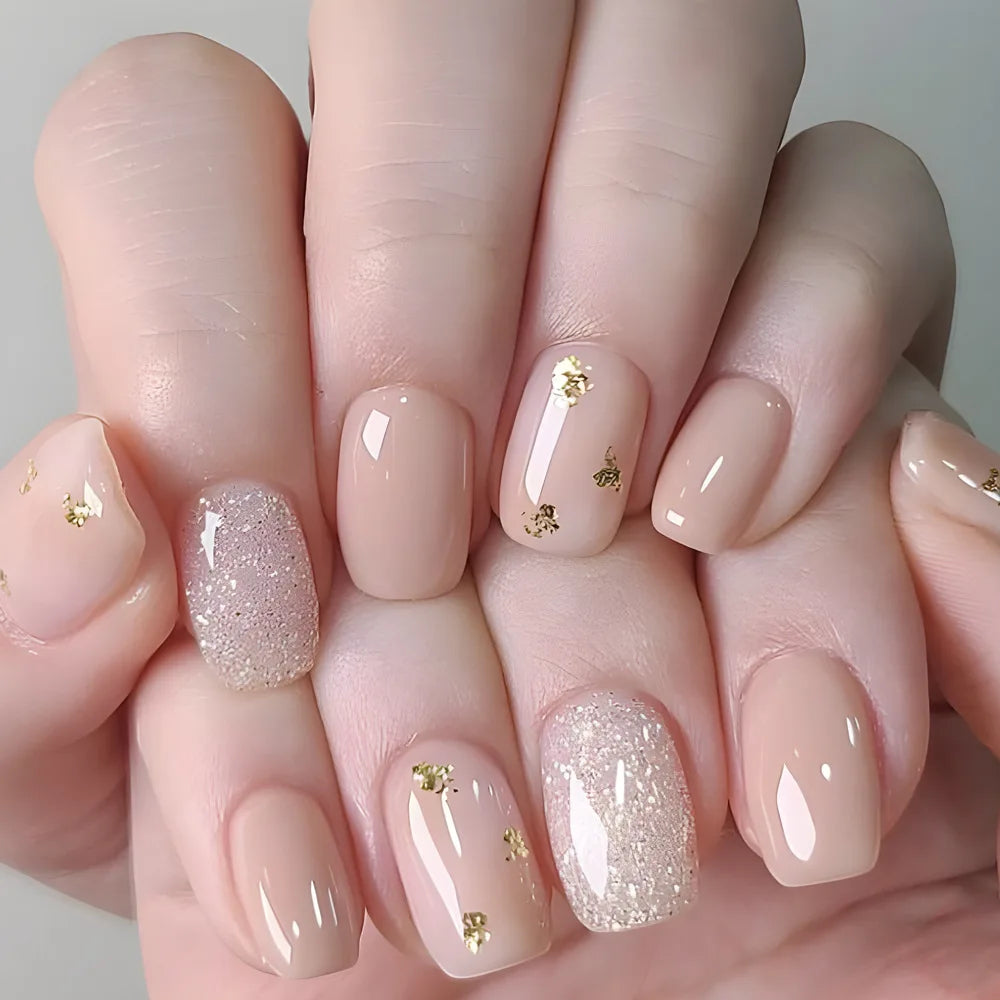 24pcs Short Square Press On Fake Nails