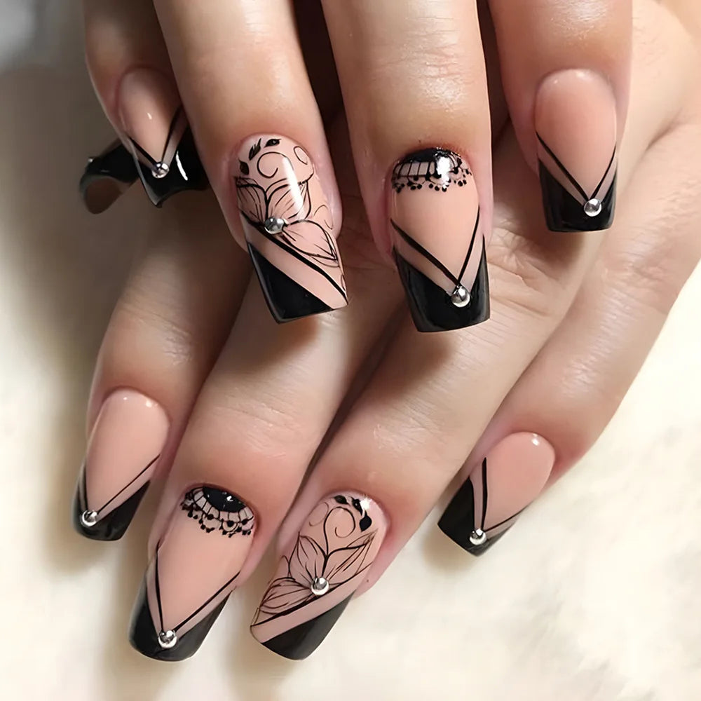 24pcs Short Square Press On Fake Nails
