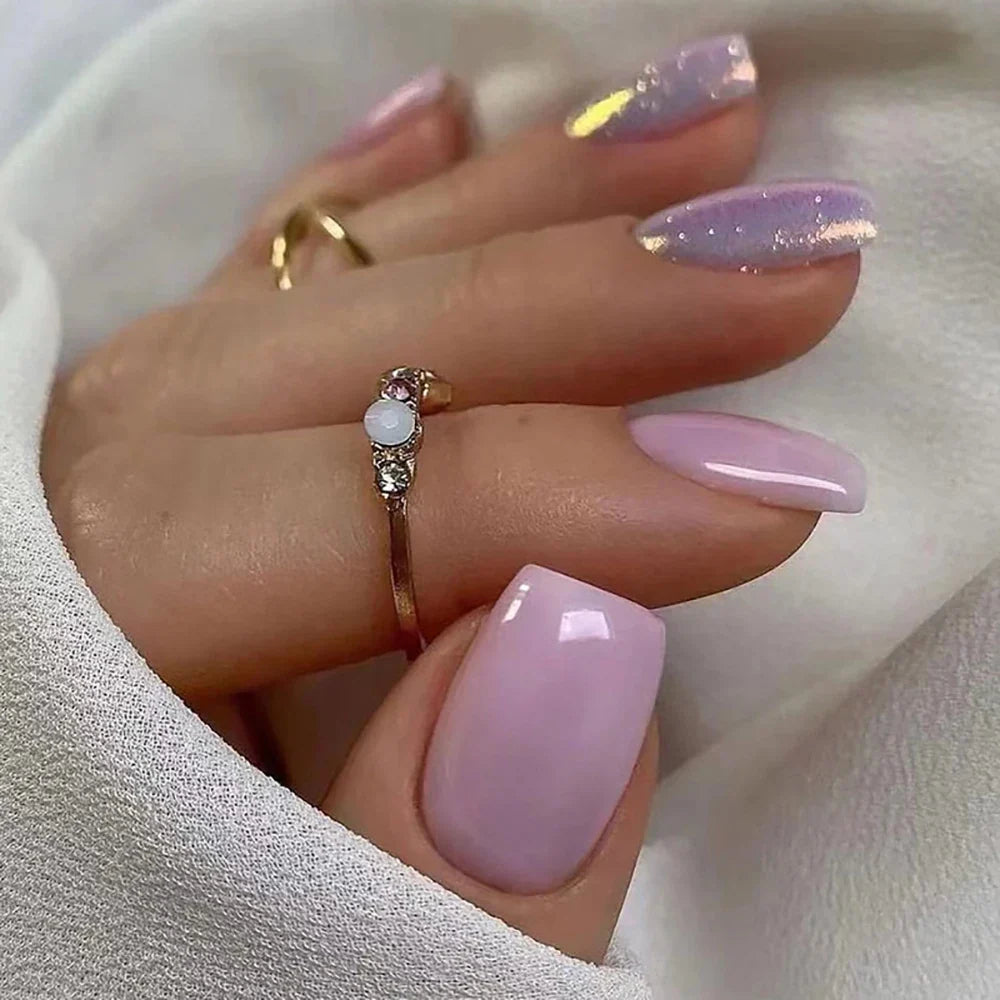 24pcs Short Square Press On Fake Nails
