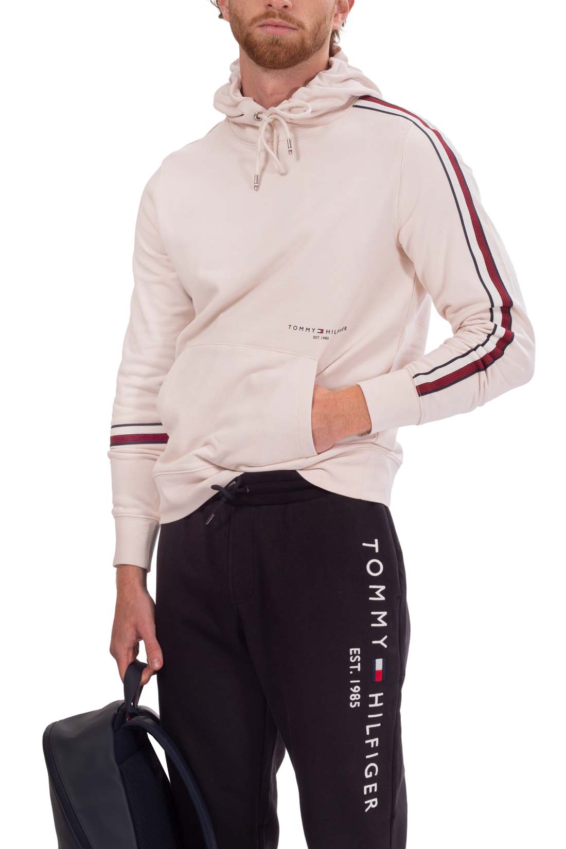 TOMMY HILFIGER - Men's hoodie with signature taping