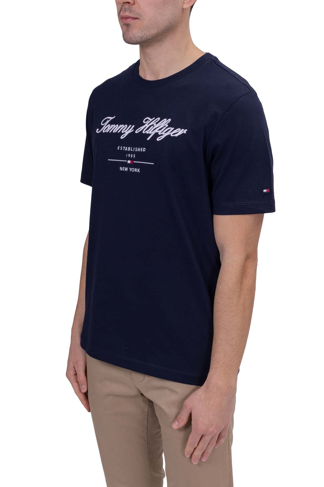 TOMMY HILFIGER - Men's regular T-shirt with embroidered logo  - Size XXL
