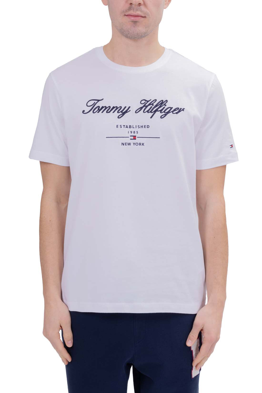 TOMMY HILFIGER - Men's regular T-shirt with embroidered logo  - Size XXL