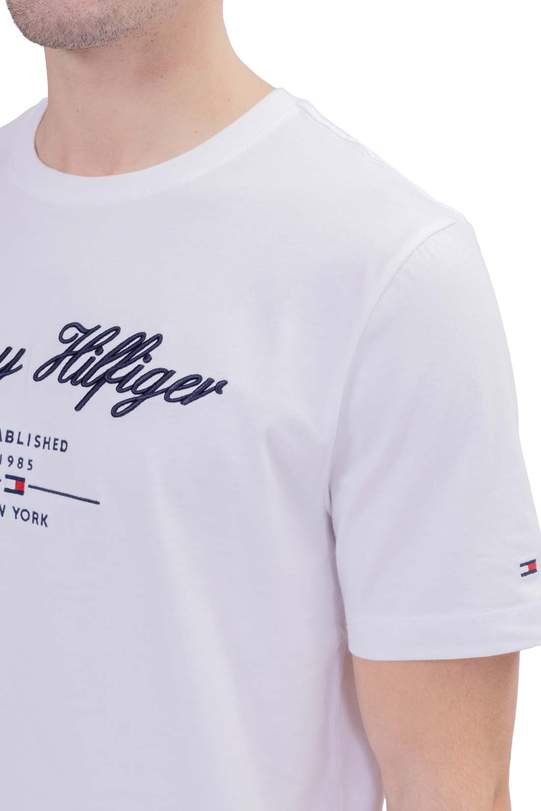 TOMMY HILFIGER - Men's regular T-shirt with embroidered logo  - Size XXL