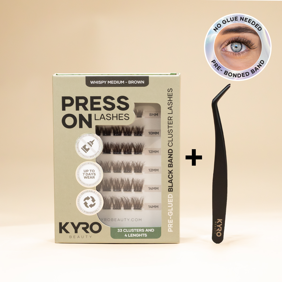 Starterkit Pre-Glued Whispy Medium (Brown) - Press-On Lashes-0