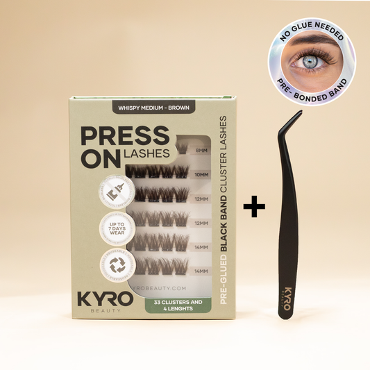 Starterkit Pre-Glued Whispy Medium (Brown) - Press-On Lashes-0