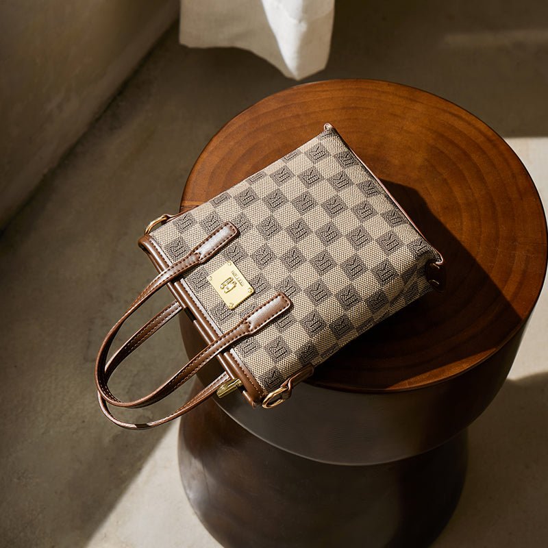 Vintage Khaki Monogram Mini Top Handle Crossbody Bag